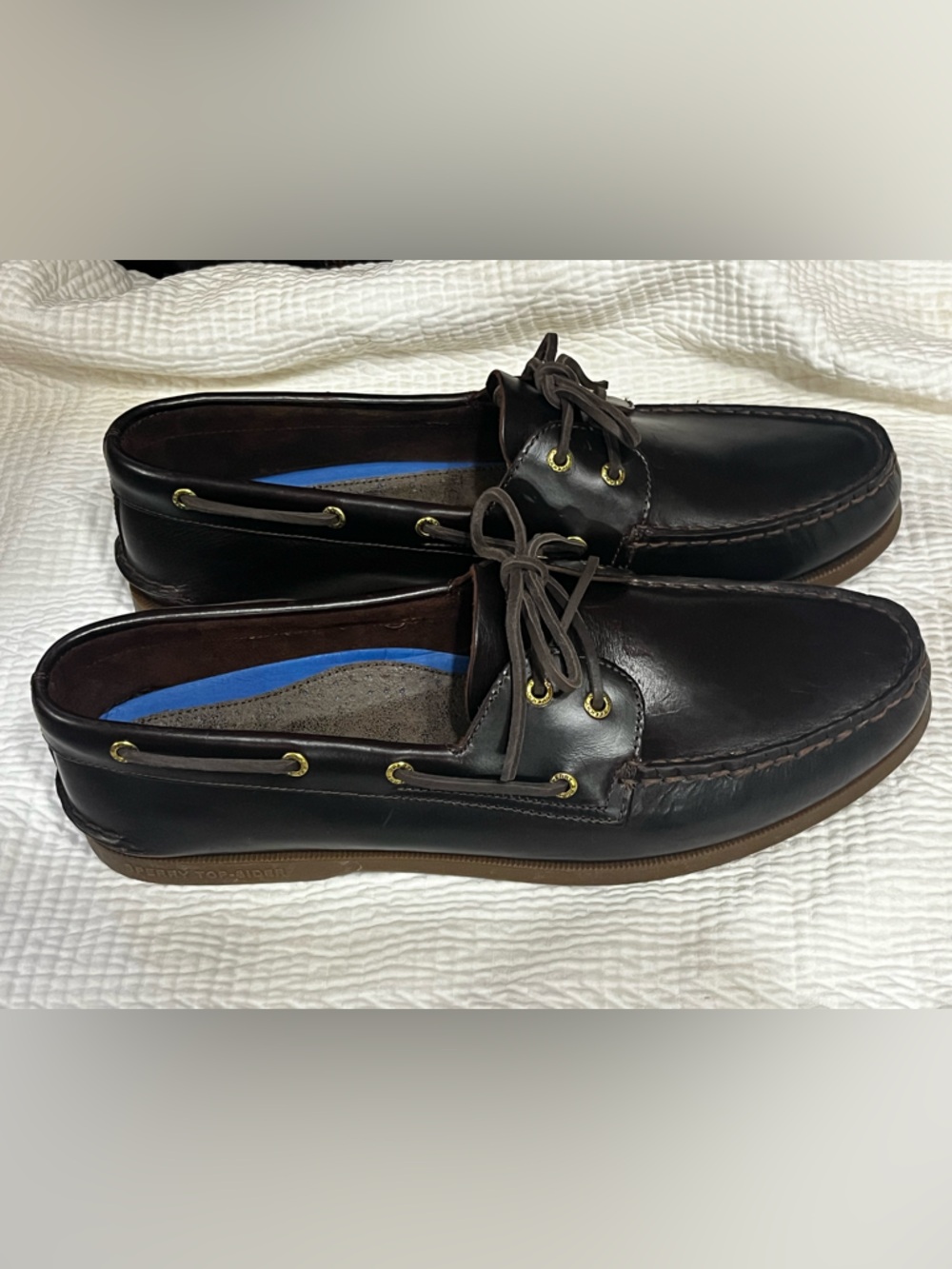 Mens Sperry All Leather Top Sider Loafer Boat Shoes New Size 15